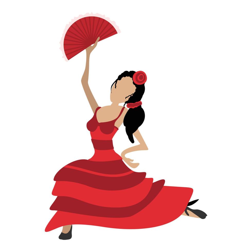 icono de dibujos animados de niña bailarina de flamenco vector