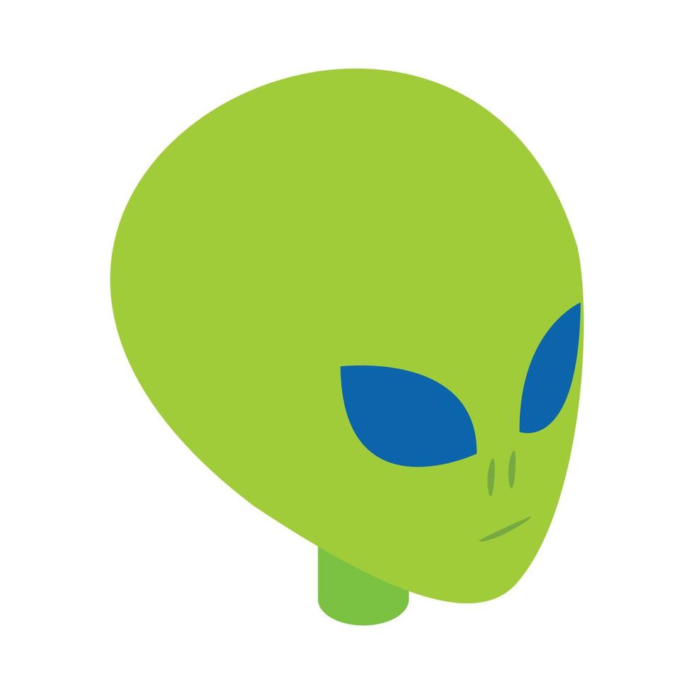 icono isométrico 3d de cabeza alienígena verde vector
