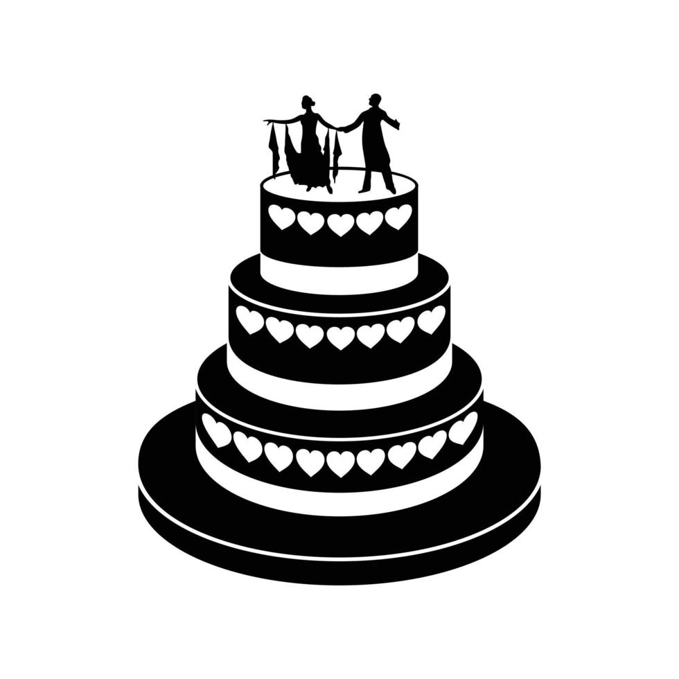 pastel de bodas, simple, icono vector