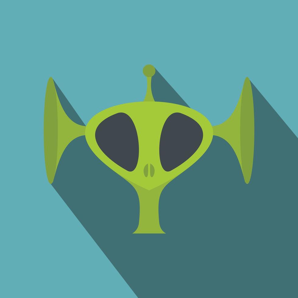 icono plano de cabeza alienígena verde vector