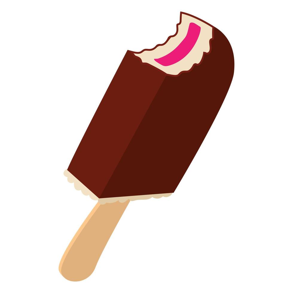 helado de chocolate en el icono de palo, estilo de dibujos animados vector