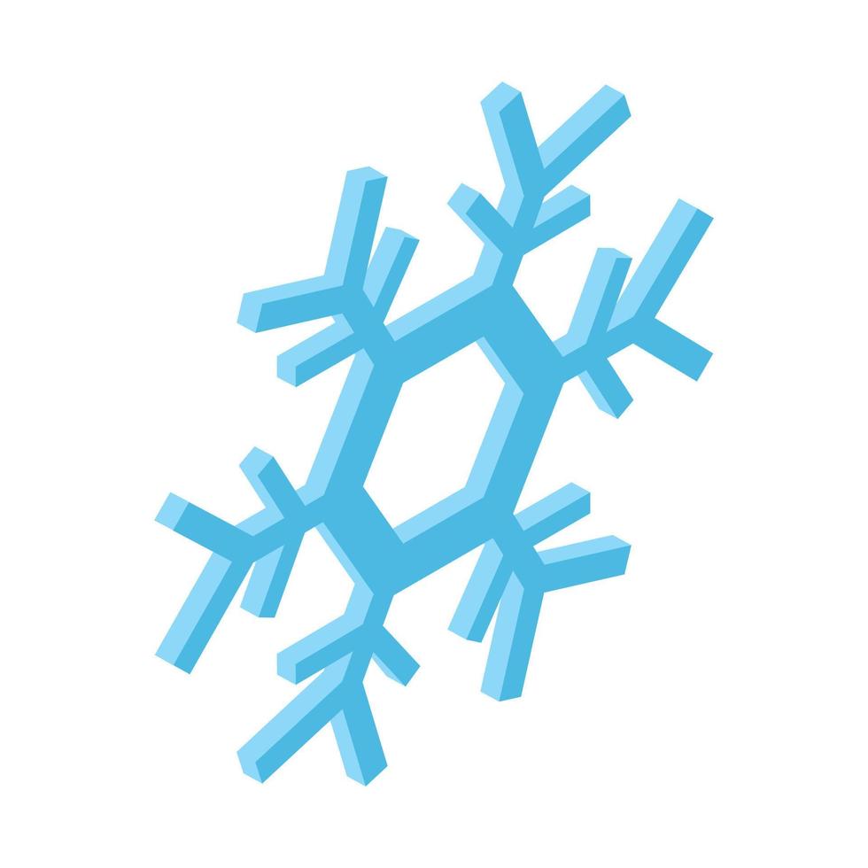 icono isométrico de copo de nieve azul vector