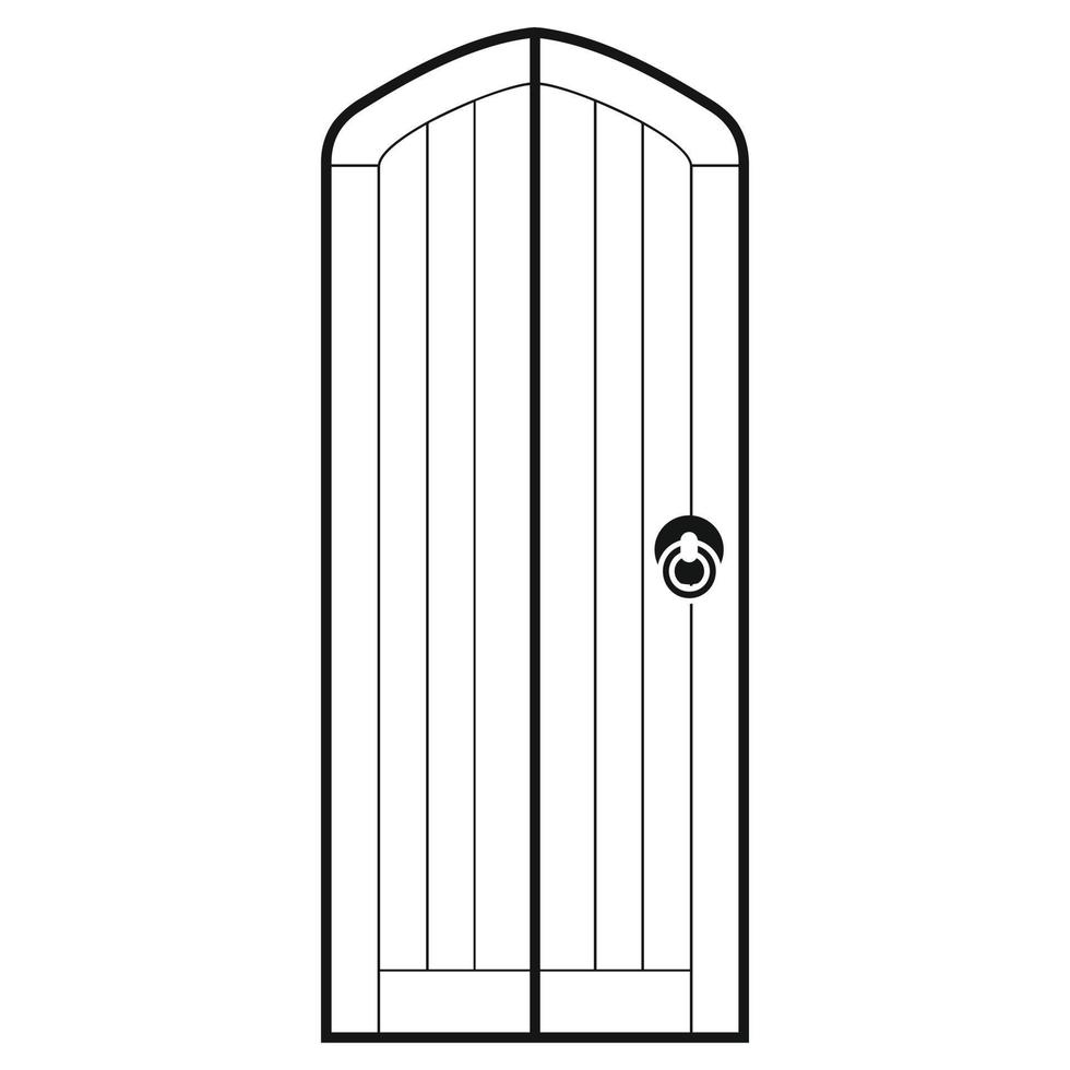 icono de puerta de madera arqueada, estilo simple vector
