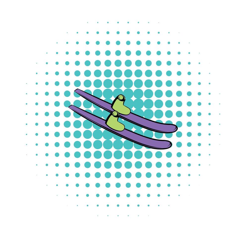 Water skiing icon, comics style vector