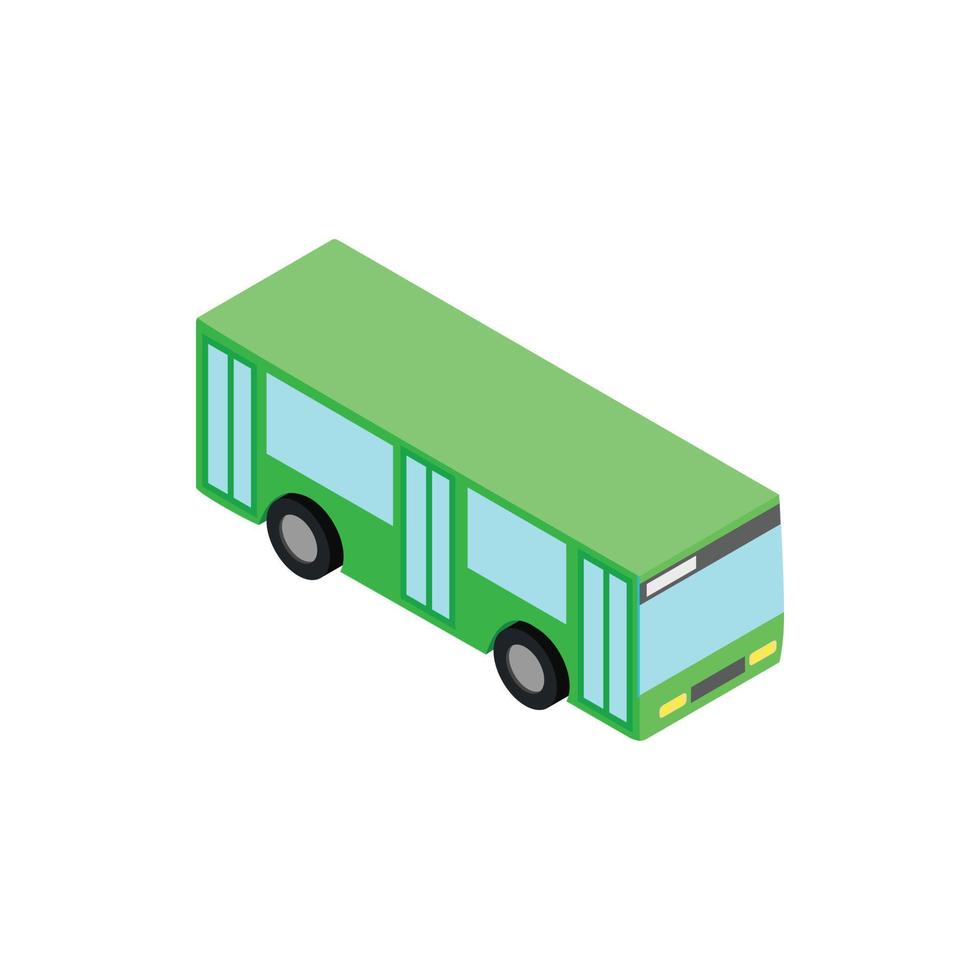 icono de autobús verde, estilo 3d isométrico vector