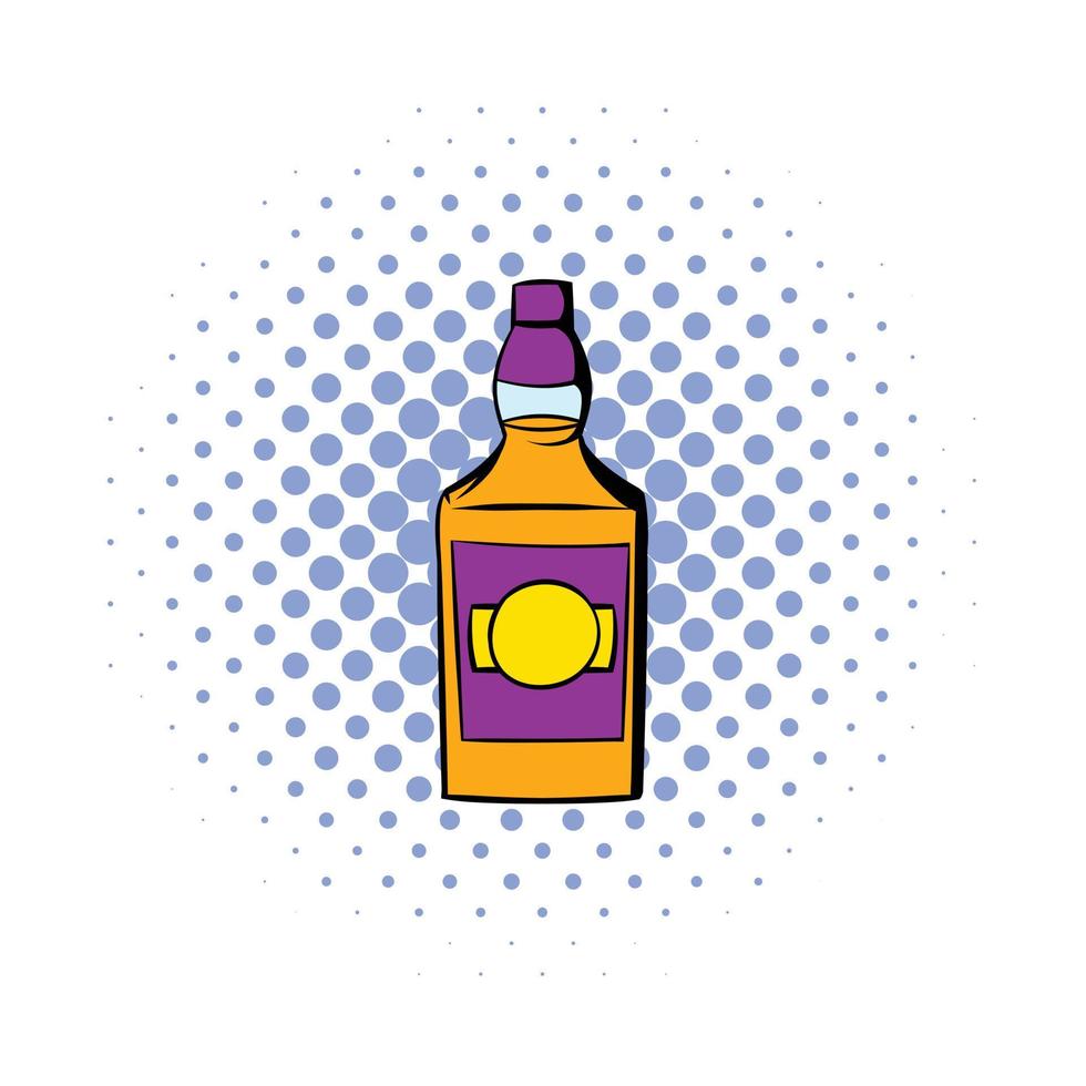 Bottle of whiskey icon, comics style vector