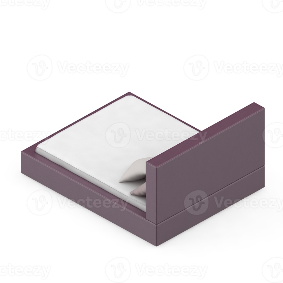 Isometric Bedroom 3D render png