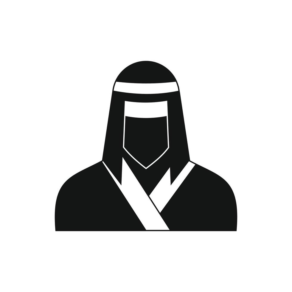 mujer ninja en máscara negra icono simple vector