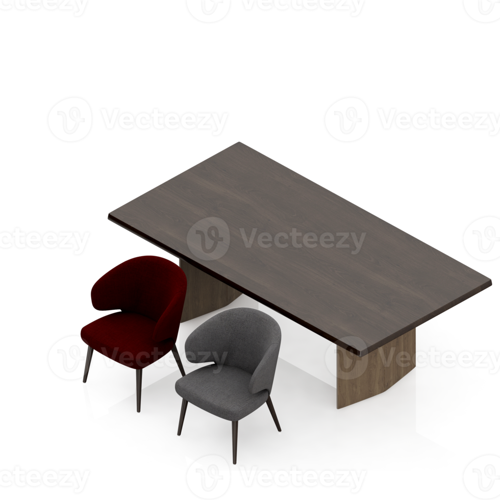 Isometric Table Set 3D render png