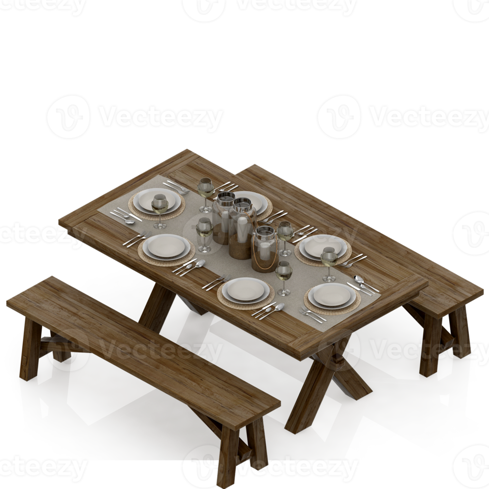 Isometric Table 3D render png