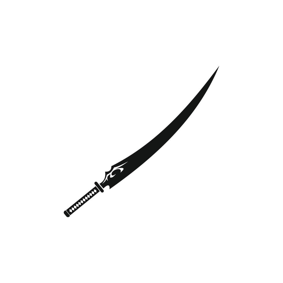 espada japonesa icono simple negro vector