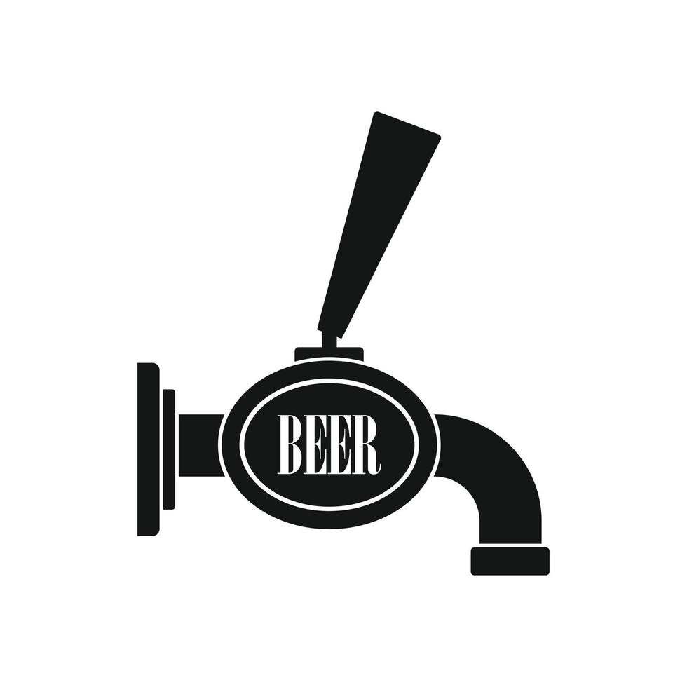 Black beer tap icon, simple style vector