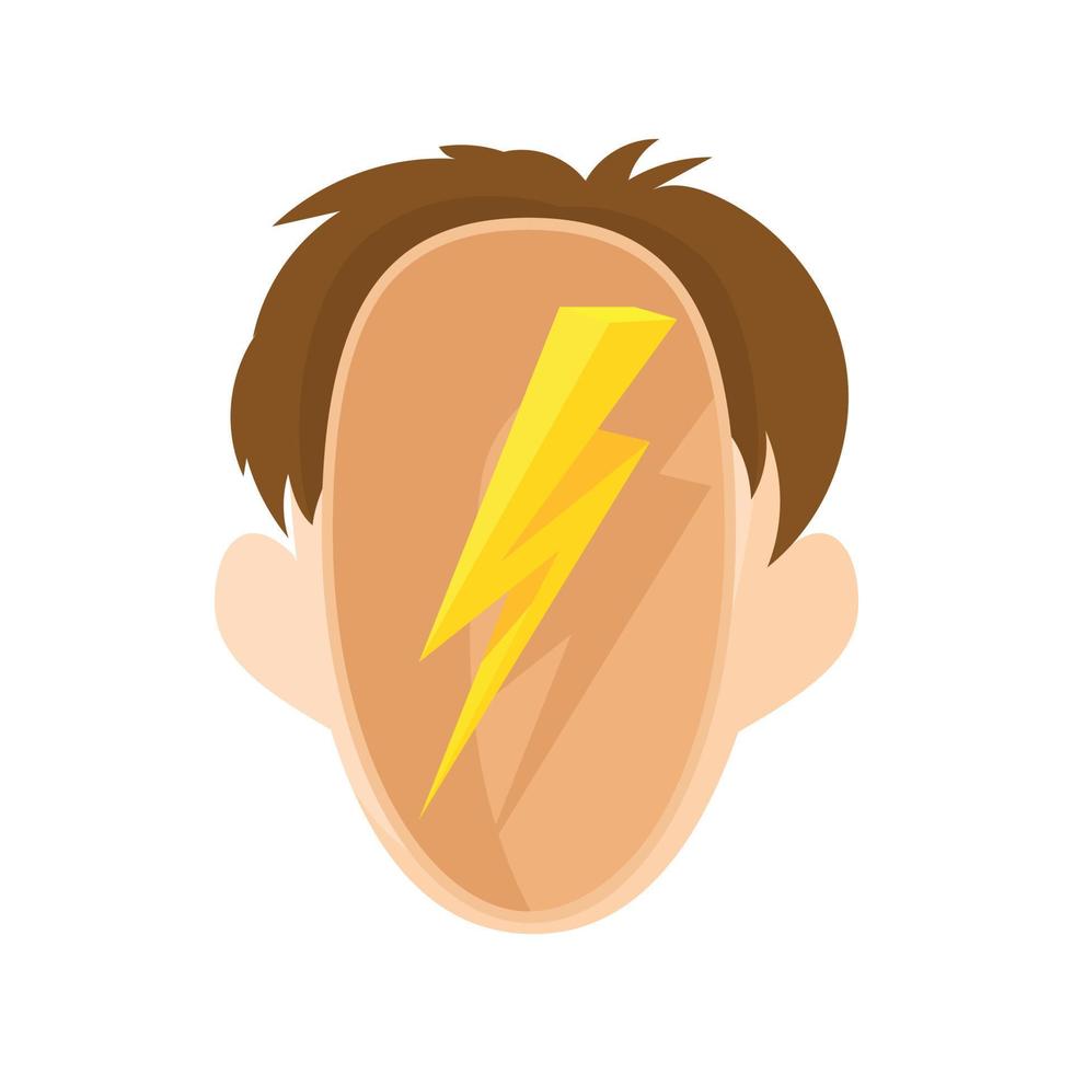 Head with a lightning icon, cartoon style vector