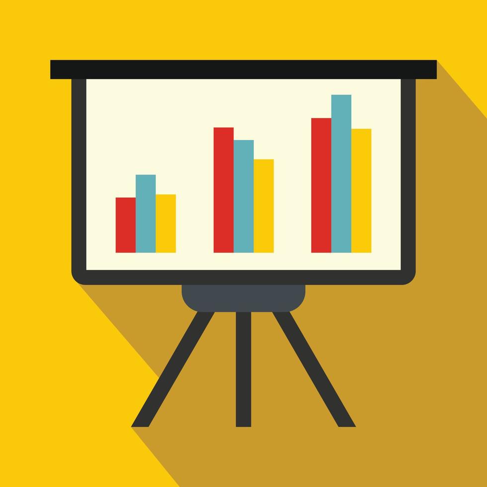 Presentation screen with diagram icon, flat style vector
