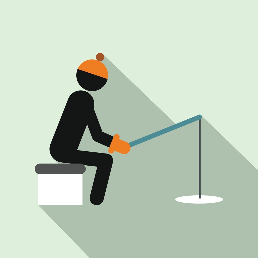 Winter fishing flat icon vector
