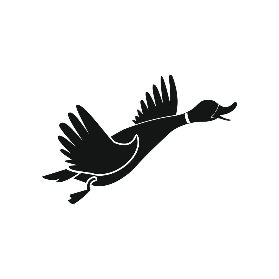 Wild duck black simple icon vector