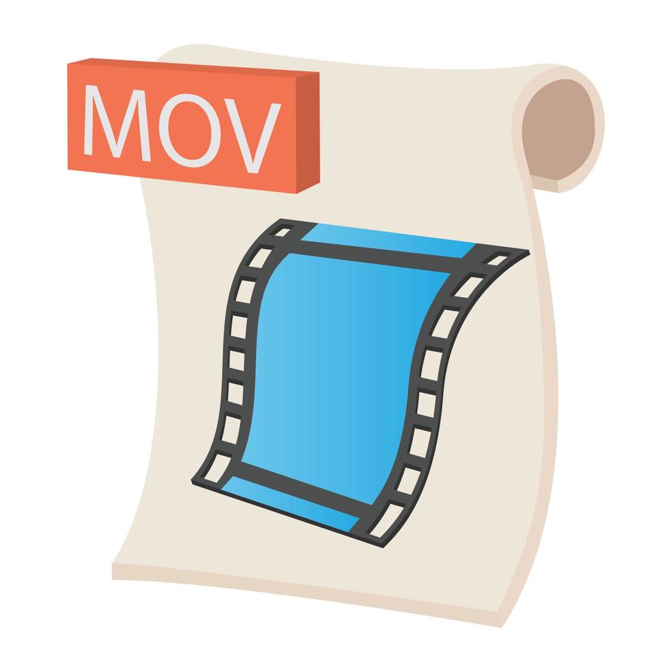 MOV icon, cartoon style vector