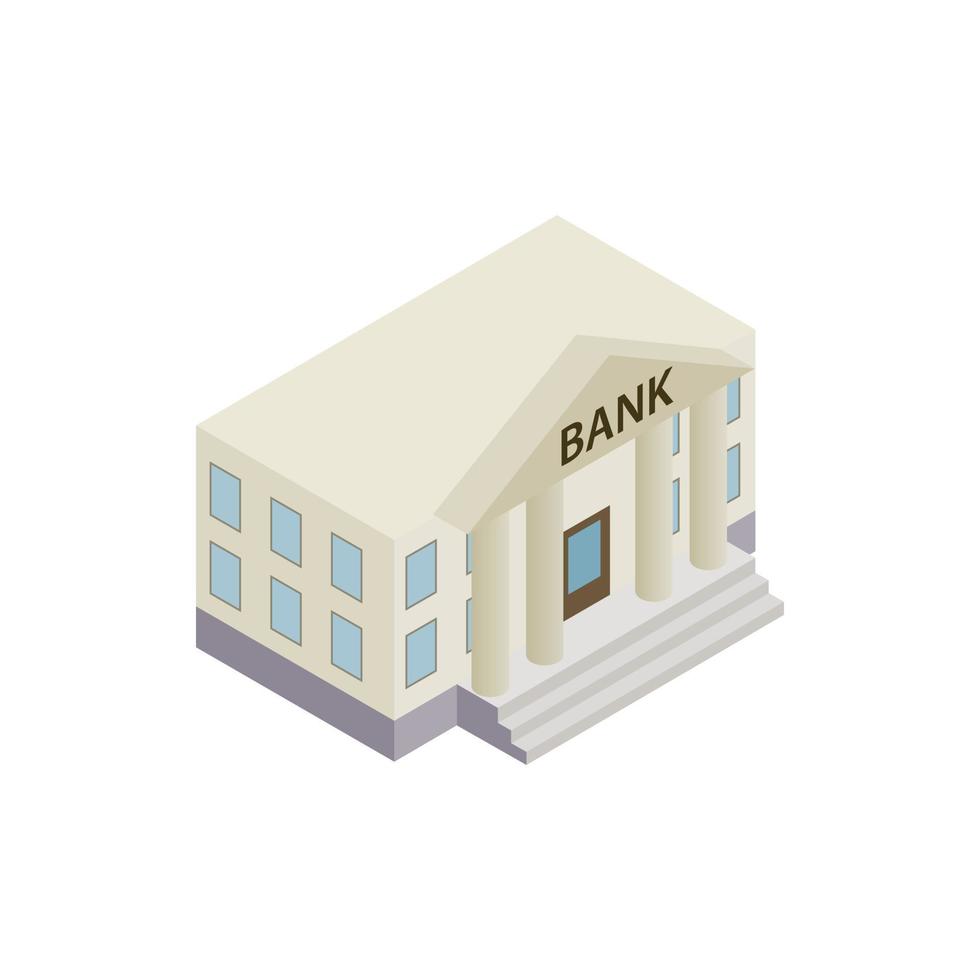 Bank building icon, isometric 3d style vector