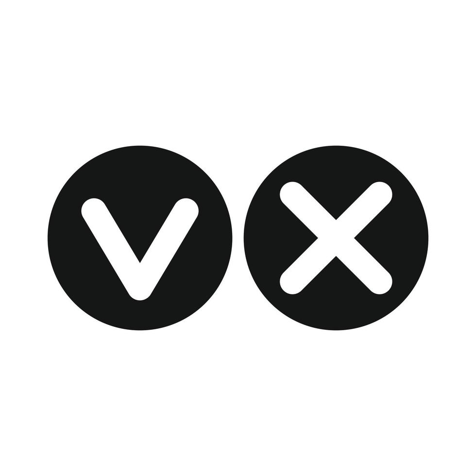 sí, no hay icono de marcas de verificación, estilo simple vector