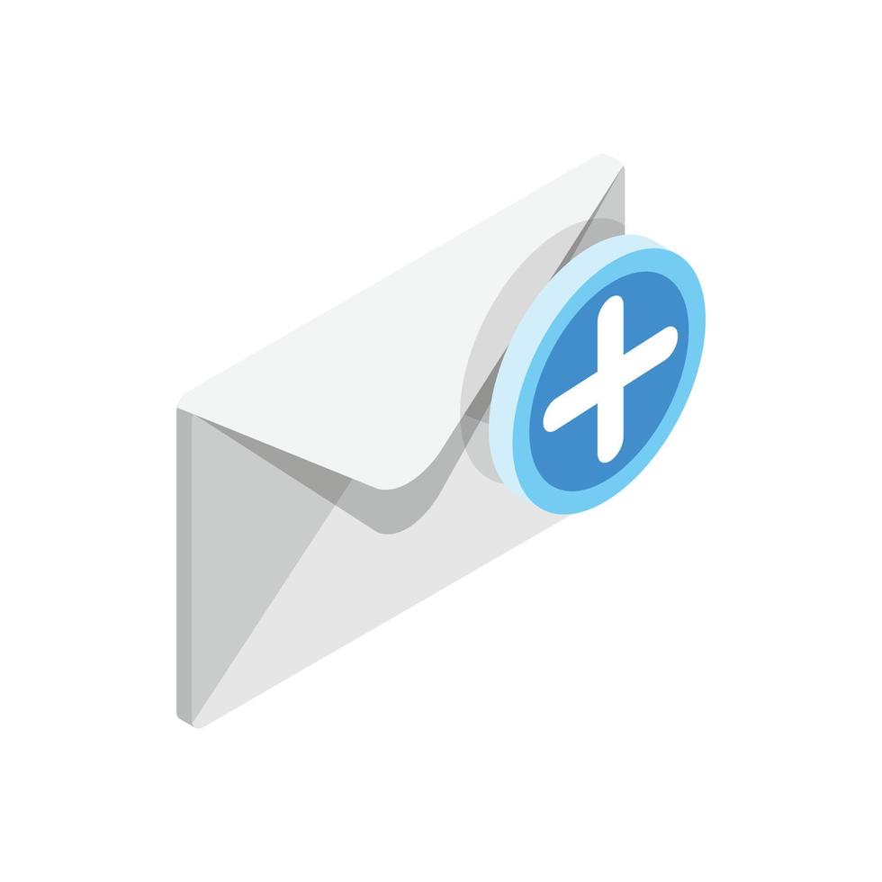 Envelope with plus sign icon, isometric 3d style vector