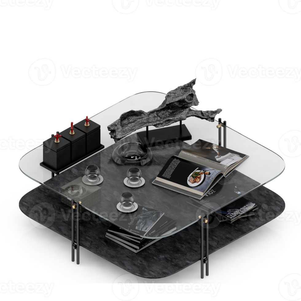 Isometric Table Set 3D render png