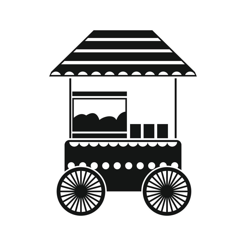 carrito de palomitas de maíz icono simple negro vector