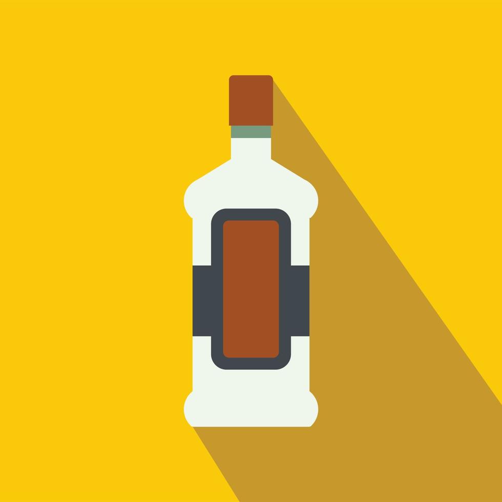 A bottle of alcohol and a glass flat icon vector