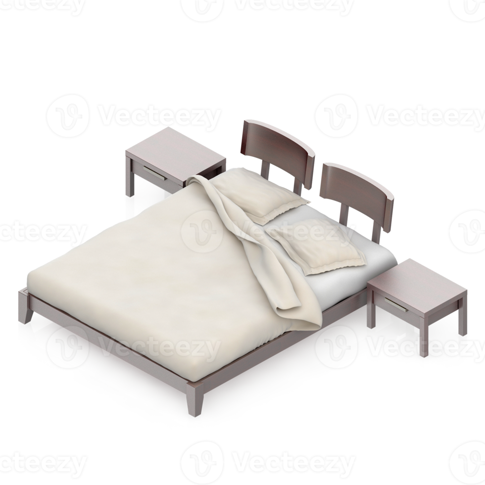 Isometric Bedroom 3D render png