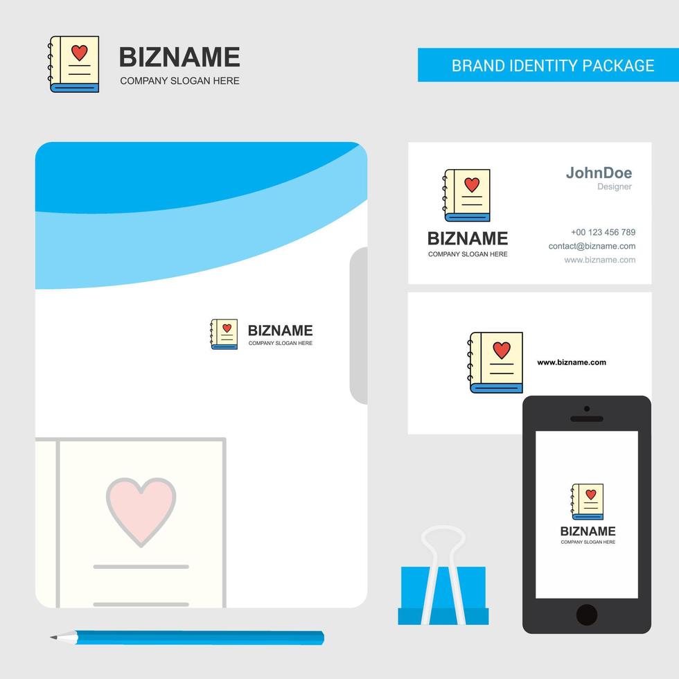 Love diary Business Logo File Cover Visiting Card and Mobile App Design Vector Illustration