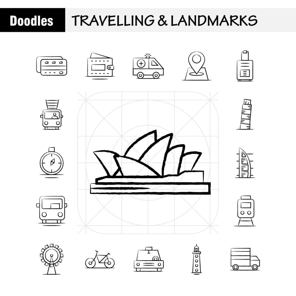 Travelling And Landmarks Hand Drawn Icon for Web Print and Mobile UXUI Kit Such as Card Credit Credit Card Money Wallet Money Cash Pictogram Pack Vector