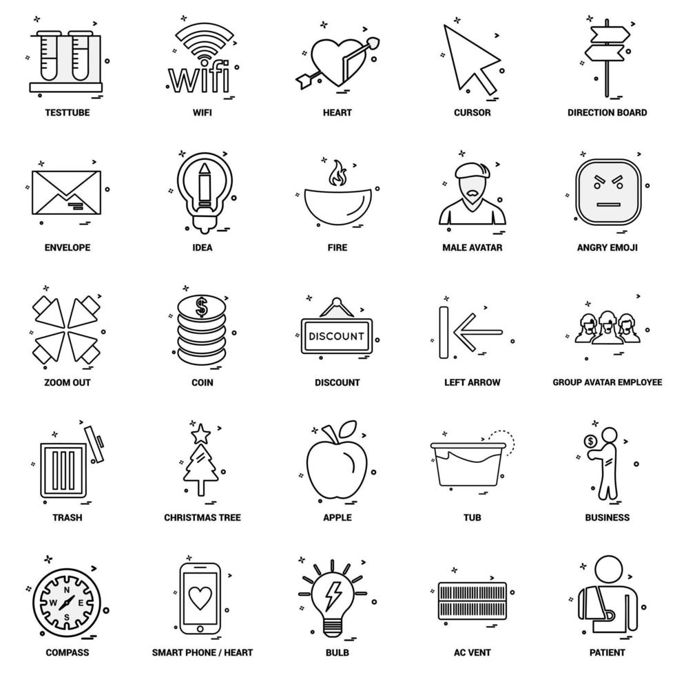 25 Business Concept Mix Line Icon set vector