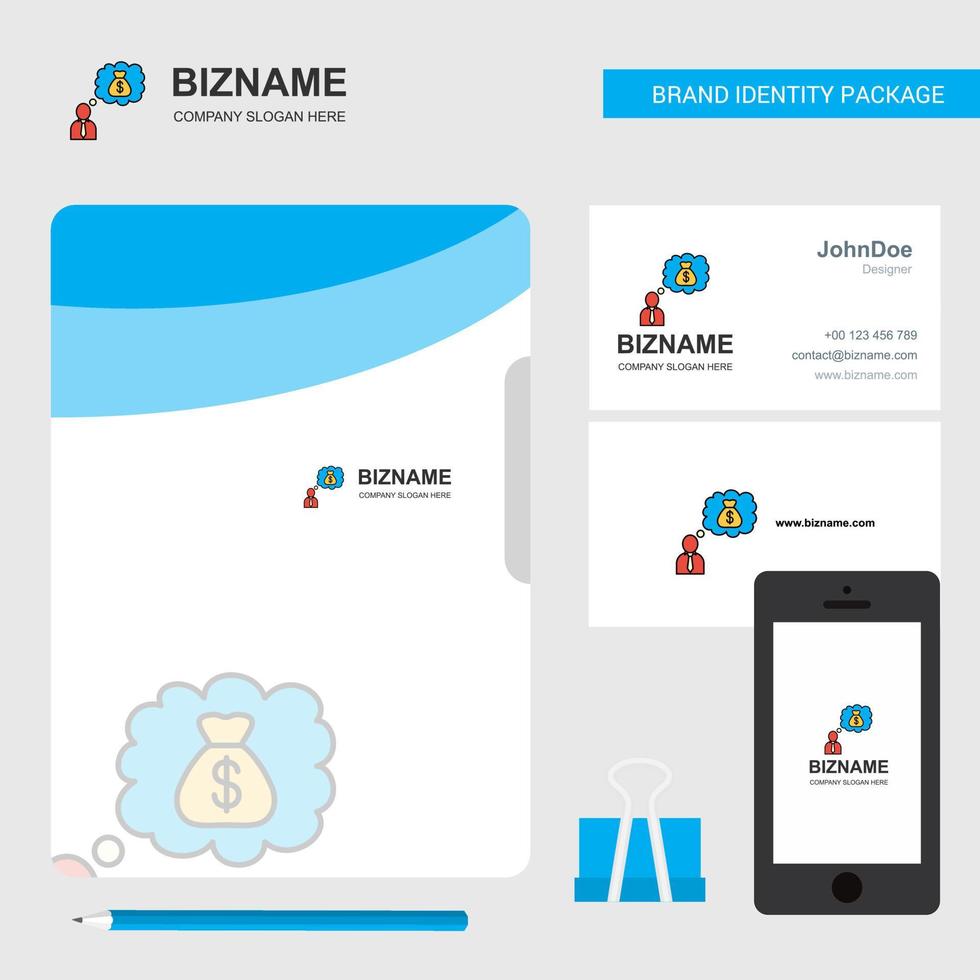 Thinking about money Business Logo File Cover Visiting Card and Mobile App Design Vector Illustration