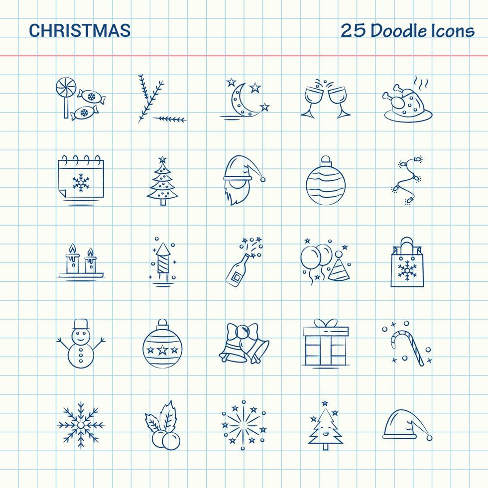 Christmas 25 Doodle Icons Hand Drawn Business Icon set vector