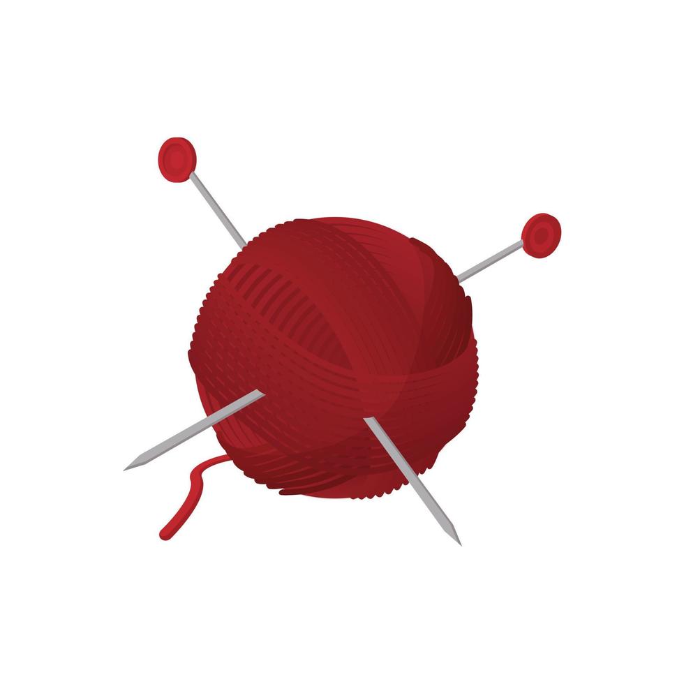 Yarn ball with needles cartoon icon vector