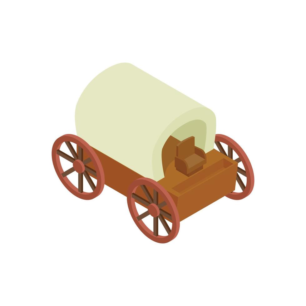 Western covered wagon isometric 3d icon vector