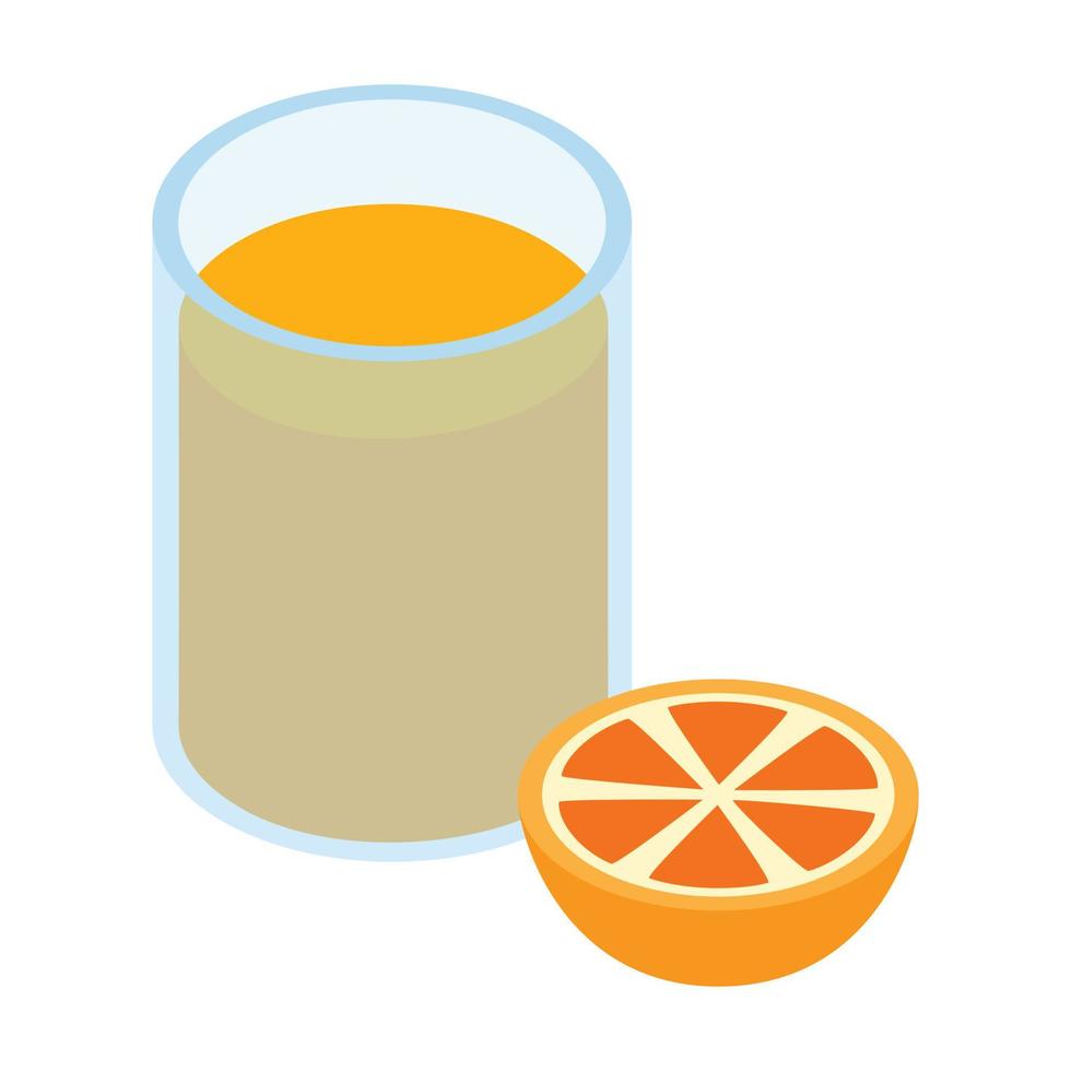 vaso de jugo de naranja icono isométrico 3d vector