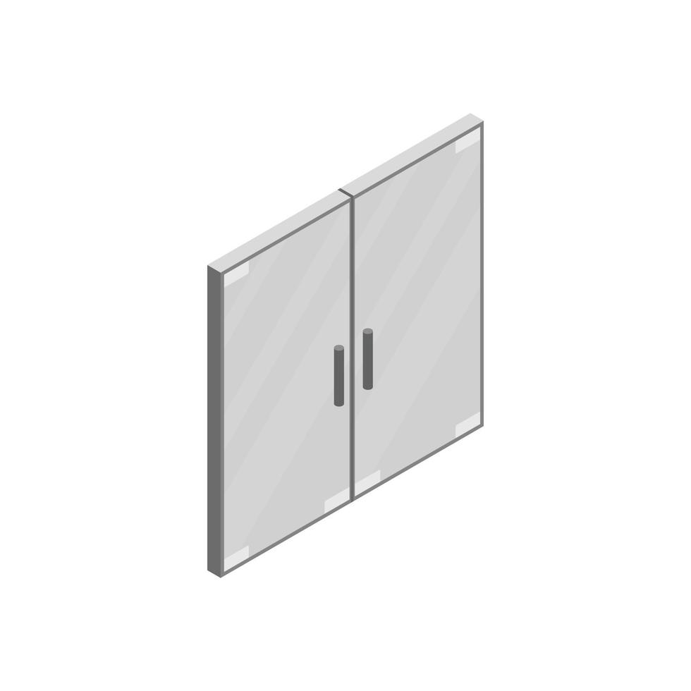 icono de puerta de oficina de vidrio doble, estilo 3d isométrico vector