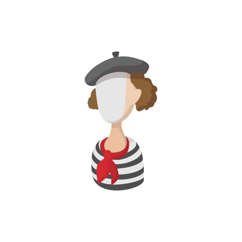 Mime icon, cartoon style vector