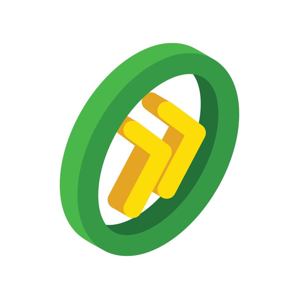 Round rewind button isometric 3d icon vector