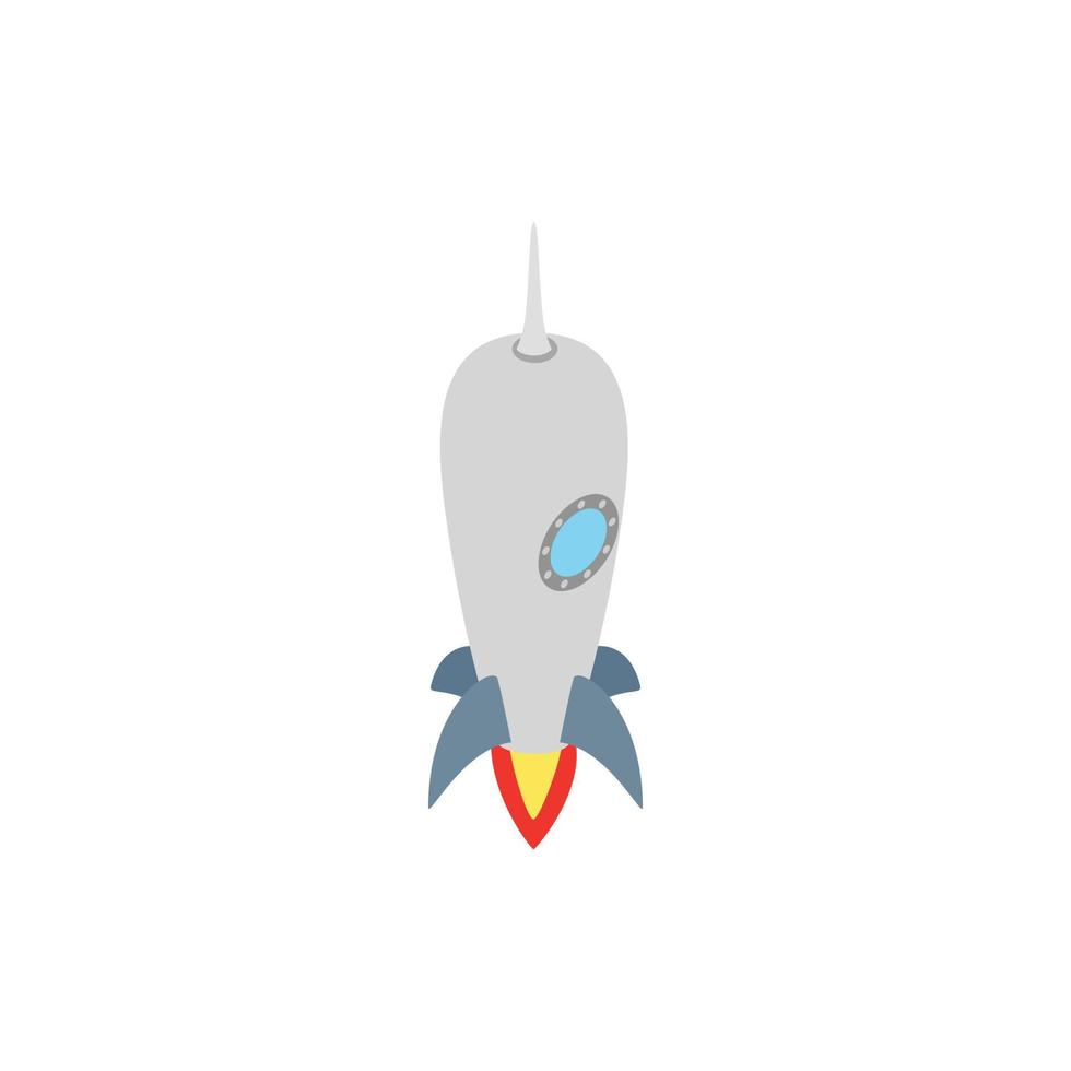 Small grey rocket icon, isometric 3d style vector