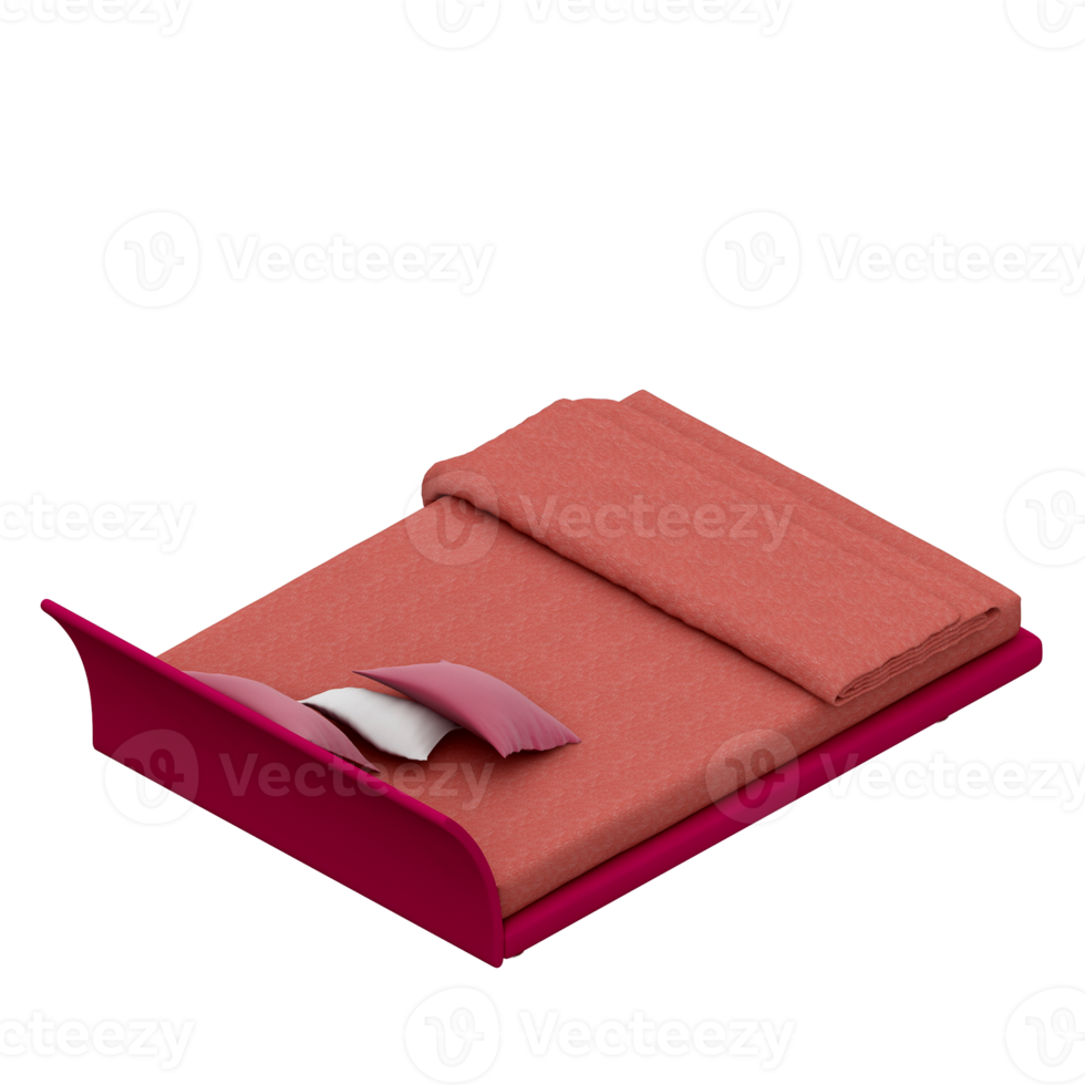 Isometric Bedroom 3D render png