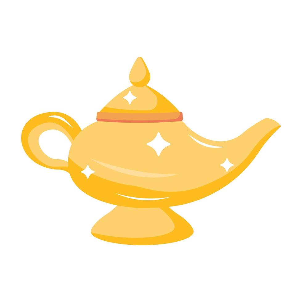 An icon of magic lamp flat vector