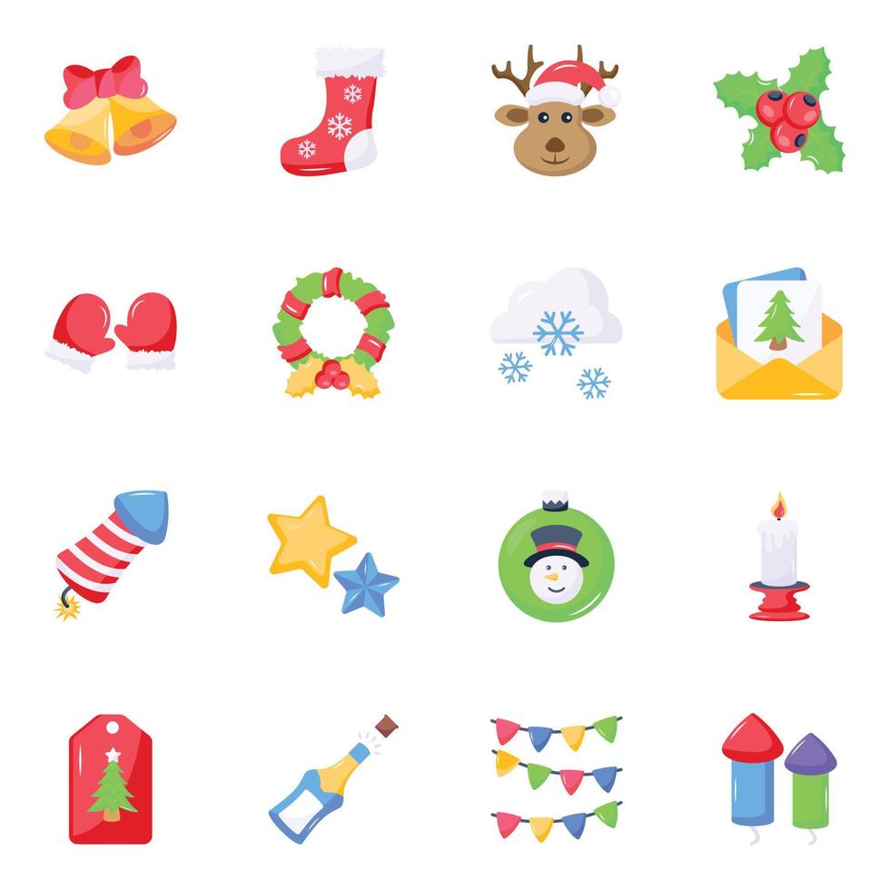 Set of Xmas Flat Icons vector