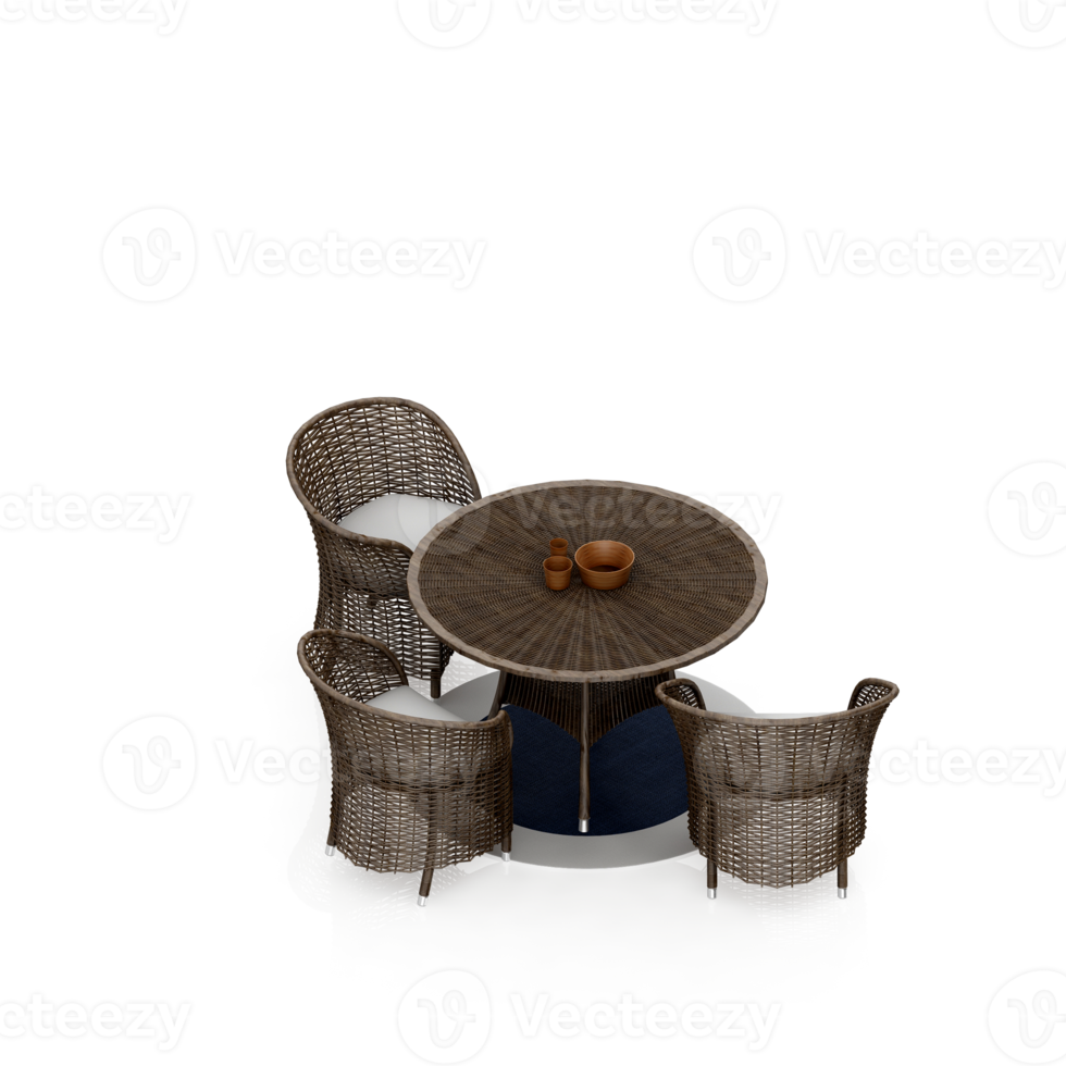 Isometric Table Set 3D render png