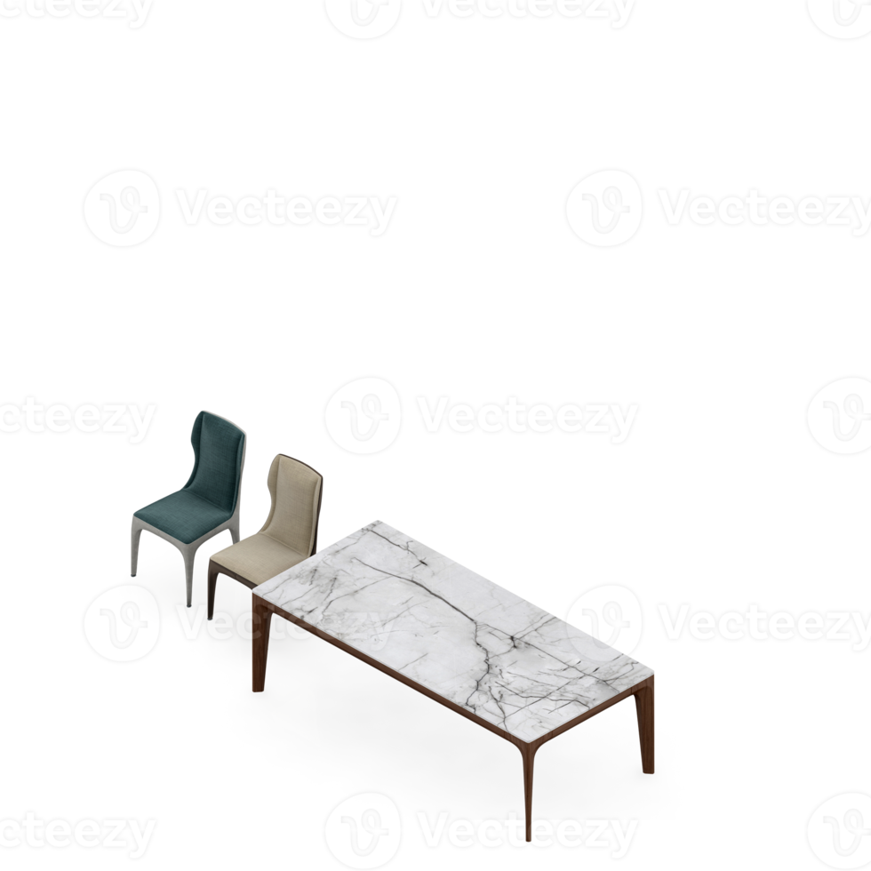 Isometric Table Set 3D render png
