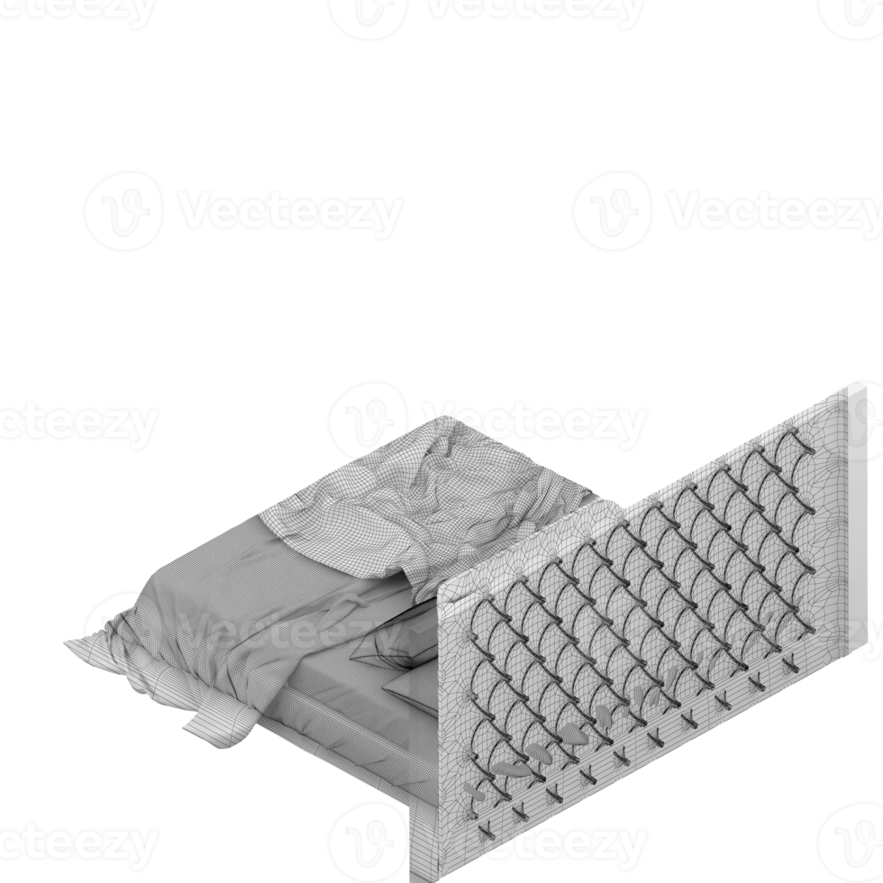 Isometric Bedroom 3D render png