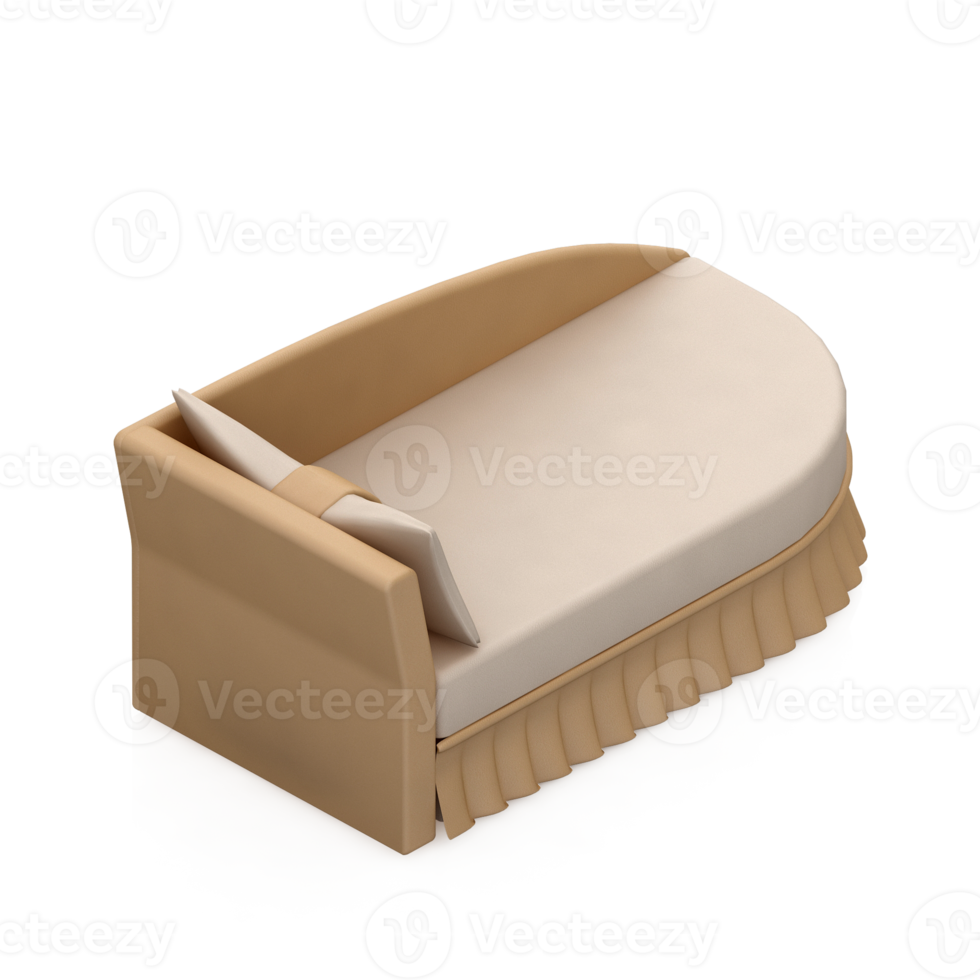 Isometric Bedroom 3D render png