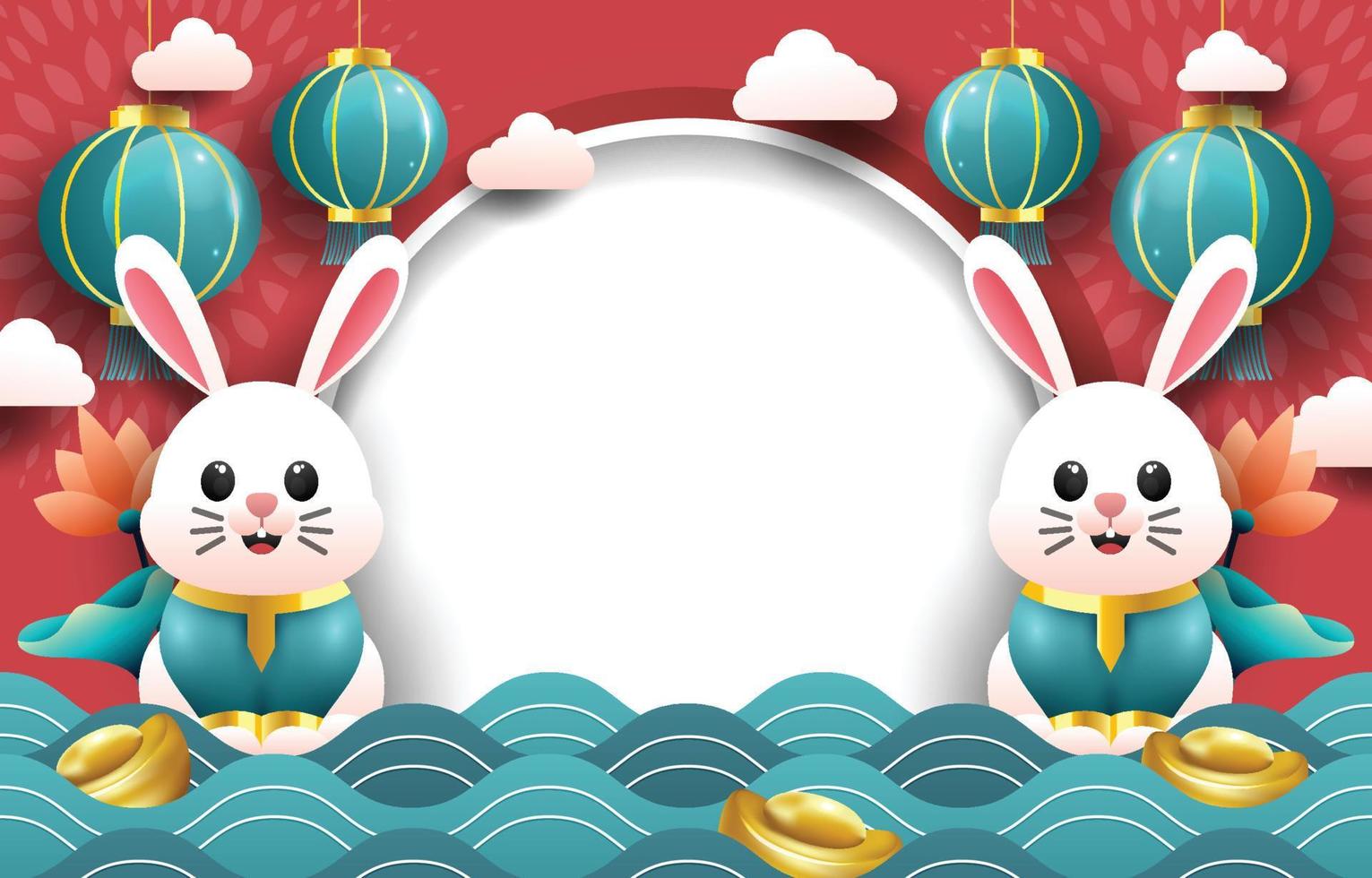 Chinese New Year Water Rabbit Background vector