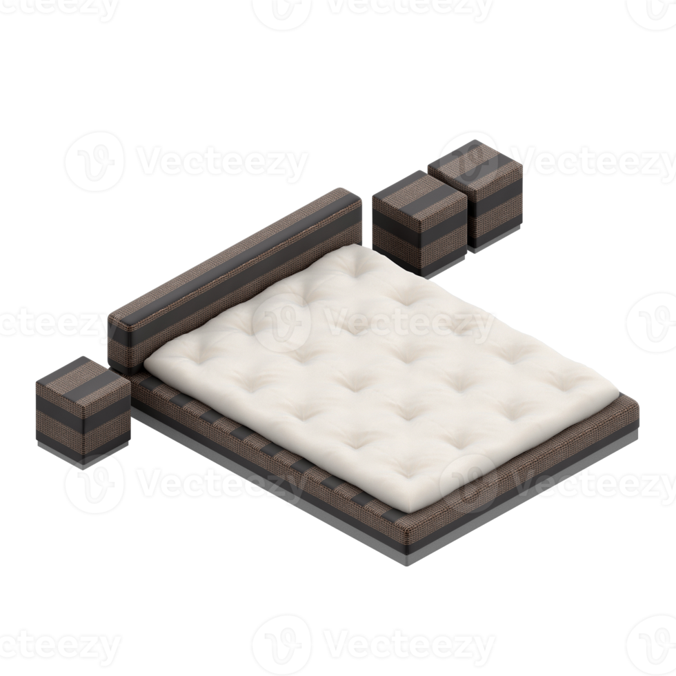 Isometric Bedroom 3D render png