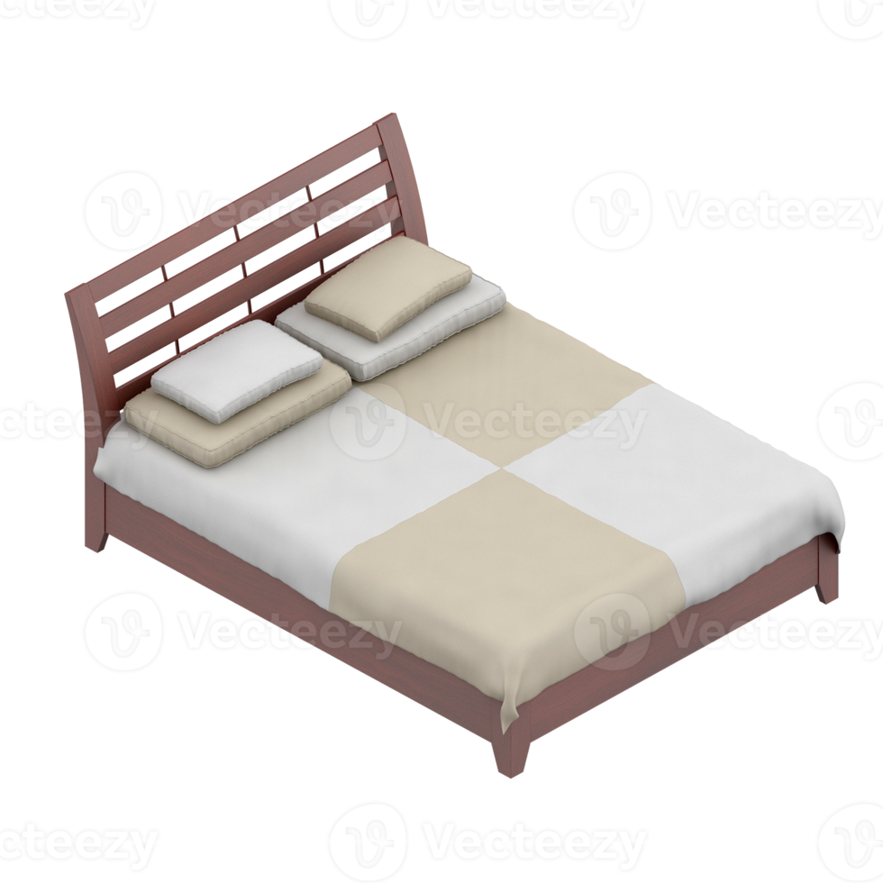 Isometric Bedroom 3D render png